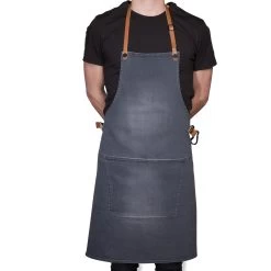 Dutchdeluxes Canvas BBQ Apron In Washed Grey 8 Dutchdeluxes Canvas BBQ Apron In Washed Grey -Sous Chef Kitchenware dutch deluxes canvas bbq apron male model washed grey