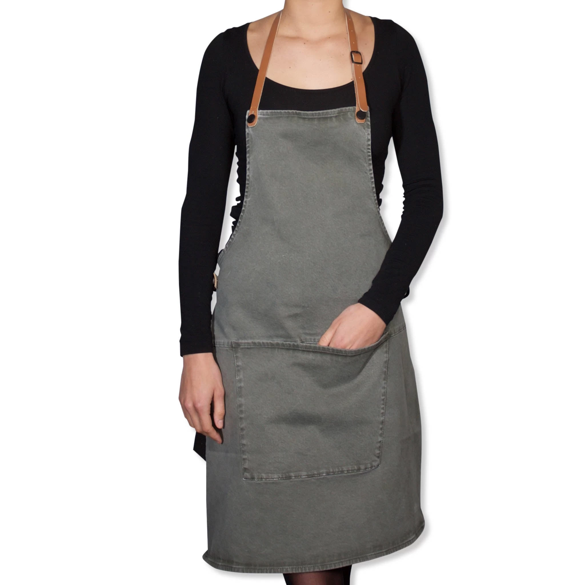Dutchdeluxes Canvas BBQ Apron In Grey-Green 2 Dutchdeluxes Canvas BBQ Apron In Grey-Green - Image 2