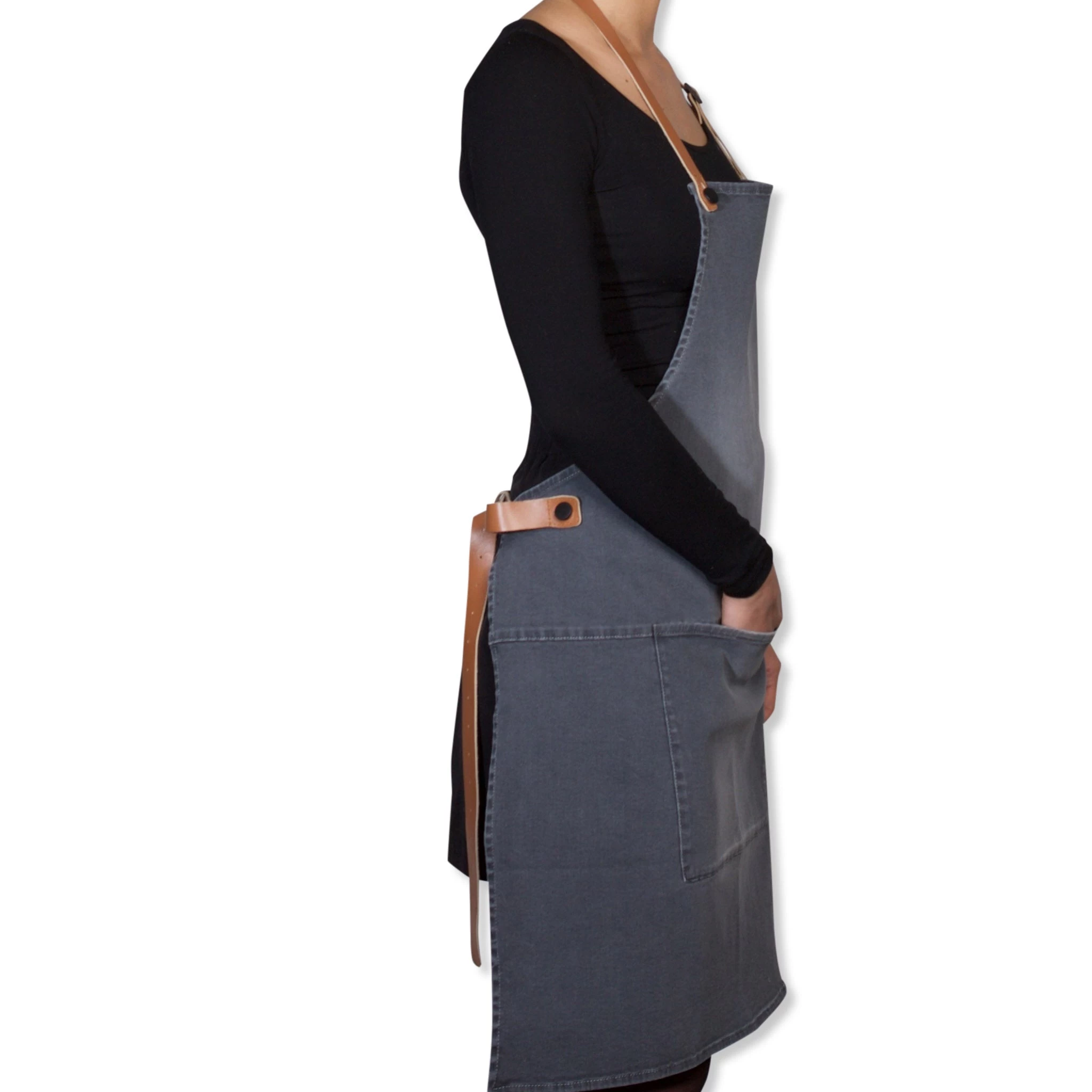 Dutchdeluxes Canvas BBQ Apron In Washed Grey 2 Dutchdeluxes Canvas BBQ Apron In Washed Grey - Image 2