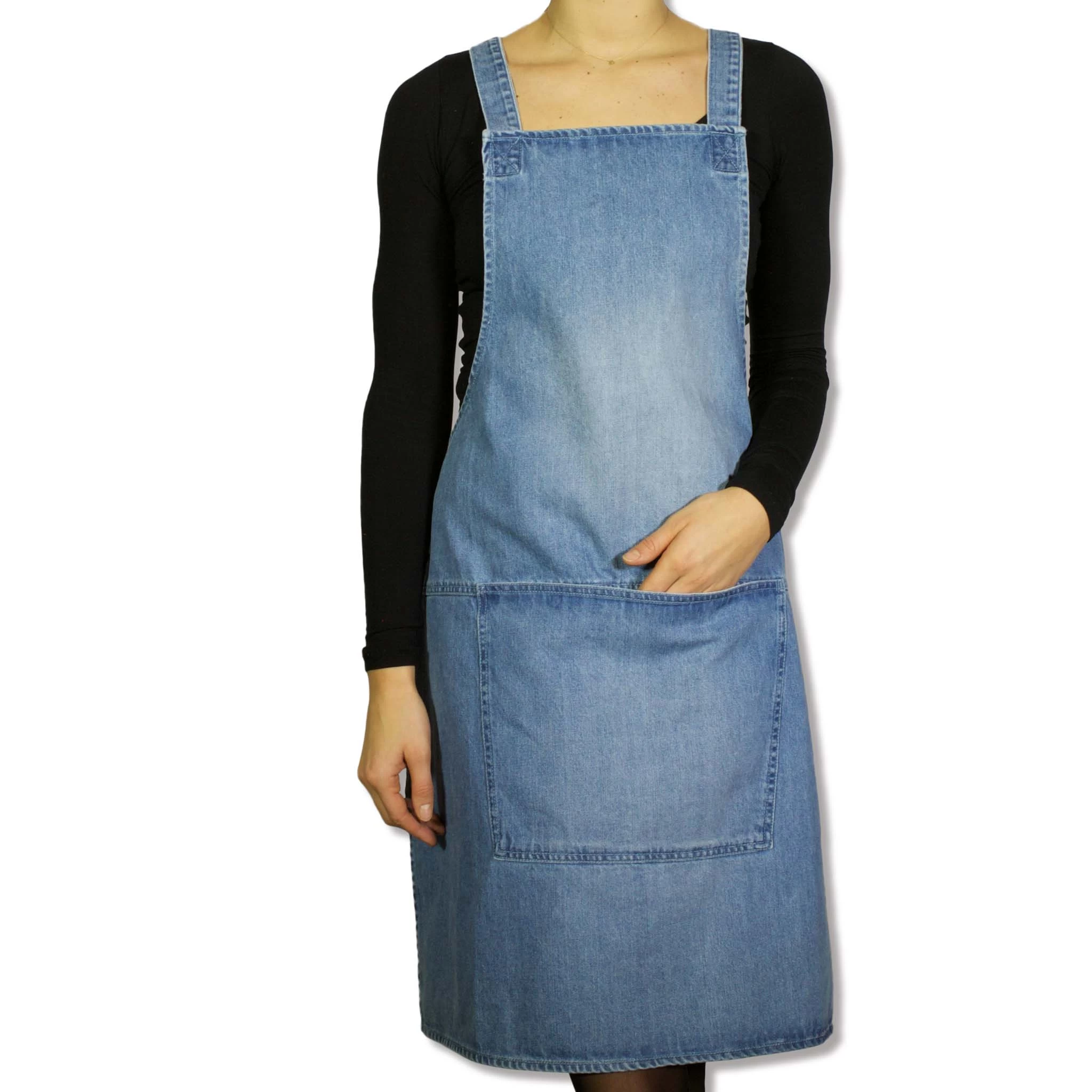 Dutchdeluxes Denim Suspender Apron In Blue 2 Dutchdeluxes Denim Suspender Apron In Blue - Image 2