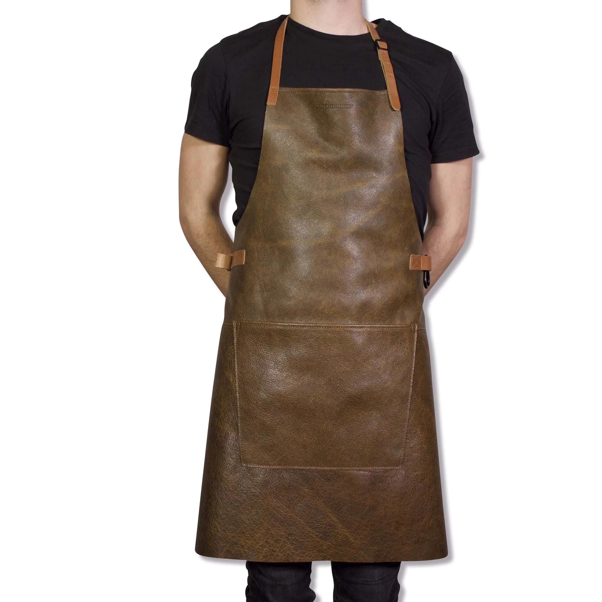 Dutchdeluxes Leather BBQ Apron In Vintage Brown 2 Dutchdeluxes Leather BBQ Apron In Vintage Brown - Image 2