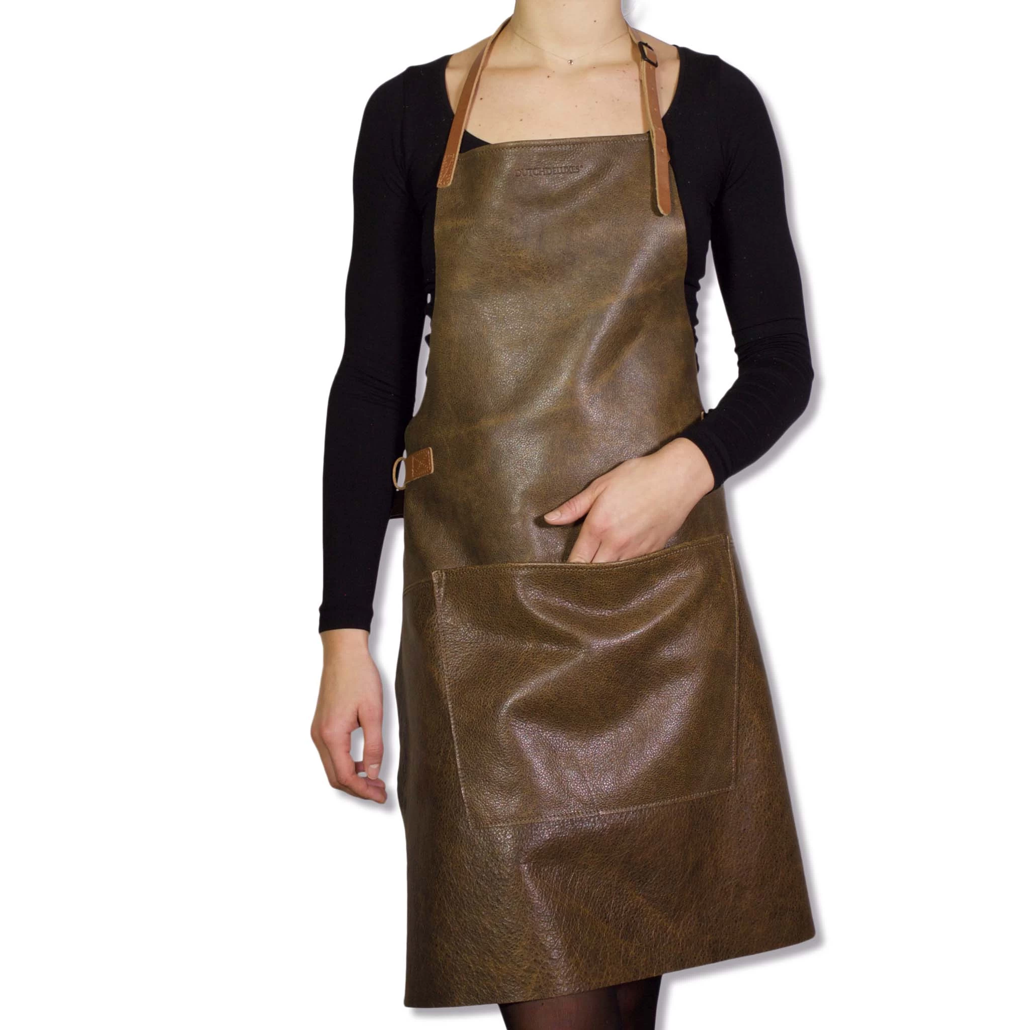 Dutchdeluxes Leather BBQ Apron In Vintage Brown 4 Dutchdeluxes Leather BBQ Apron In Vintage Brown - Image 4