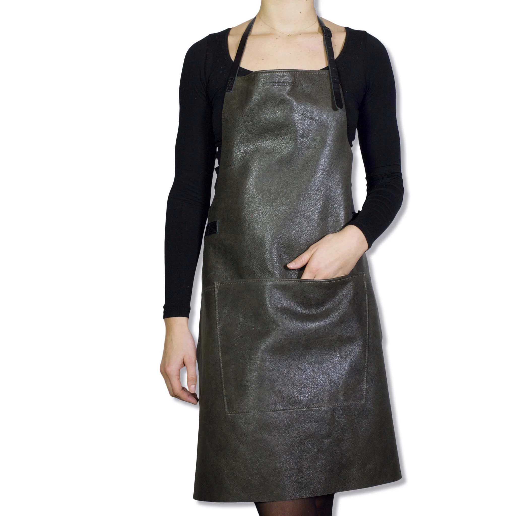 Dutchdeluxes Leather BBQ Apron In Vintage Grey 4 Dutchdeluxes Leather BBQ Apron In Vintage Grey - Image 4