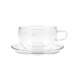 Glass Teacup & Saucer 400ml