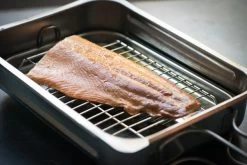 Camerons Stovetop Smoker, 28cm X 43cm -Sous Chef Kitchenware hot smoked salmon fillet side