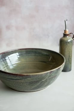 Lagoa Large Handmade Salad Bowl -Sous Chef Kitchenware lagoa large salad bowl pourer portrait angle