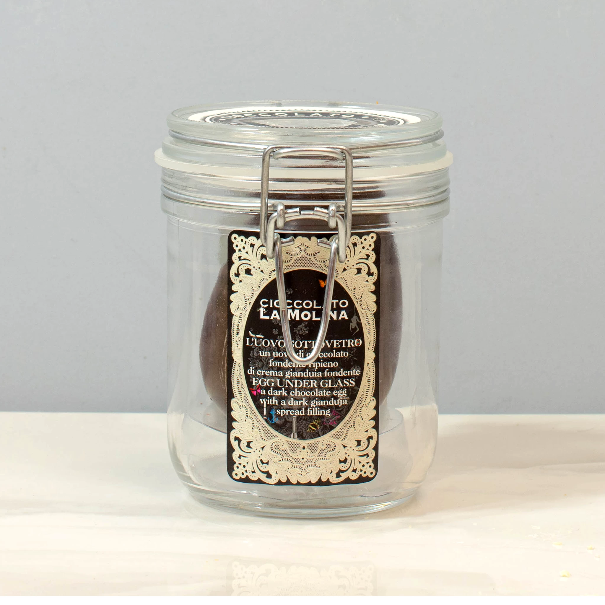 La Molina Dark Chocolate Easter Egg In Glass Jar, 220g 2 La Molina Dark Chocolate Easter Egg In Glass Jar, 220g - Image 2