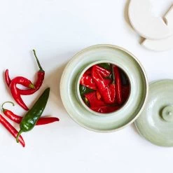 Handmade Stoneware Fermenting Crock In Green 2 Litre -Sous Chef Kitchenware lifestyle 0008 Souschef2007