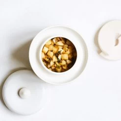 Handmade Stoneware Fermenting Crock In White 2 Litre -Sous Chef Kitchenware lifestyle 0013 recipe whitedaikonkimchi