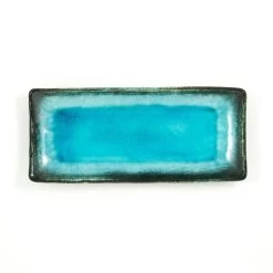 Oblong Turquoise Platter -Sous Chef Kitchenware rectangular serving plate turquoise 28.5cm x 12.5cm top
