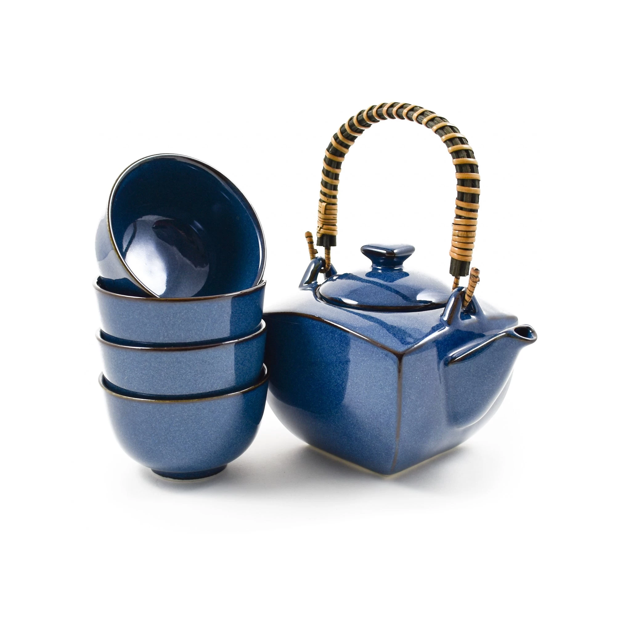 Rich Blue Japanese Tea Set For Four 2 Rich Blue Japanese Tea Set For Four - Image 2