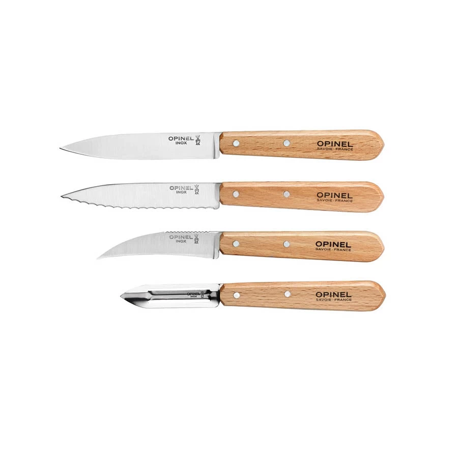 Set Of 4 Opinel Essential Beech Handle Kitchen Knives 1 Set Of 4 Opinel Essential Beech Handle Kitchen Knives