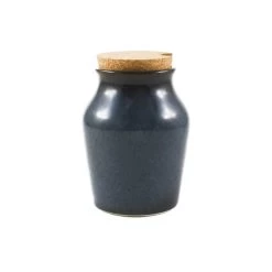 Blue Glaze Salt Pot With Cork Lid