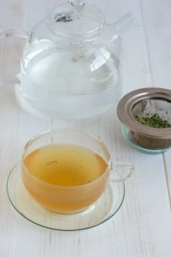 Glass Teacup & Saucer 400ml -Sous Chef Kitchenware trendglas teacup stainless steel strainer portrait 89232653 a7dc 4db5 ab76 bf780edd145f